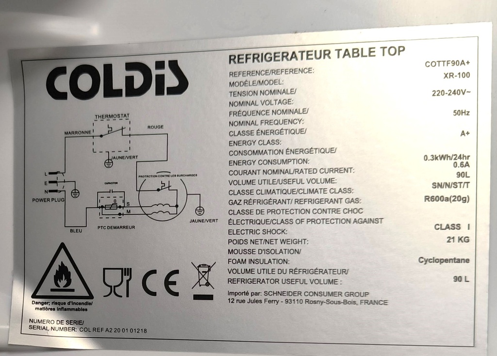 Frigo top Coldis COTTF90A